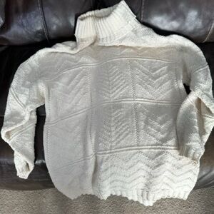 Vintage VTG 90’s Eddie Bauer Women’s Size M White Cable Turtleneck Sweater